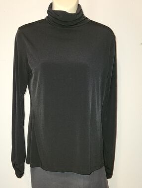 Worthington Stretch Black Turtleneck Long-Sleeve Women's Top